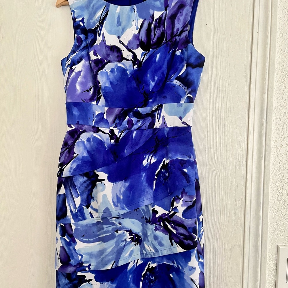 Connected Apparel Blue and Purple Floral Dress
